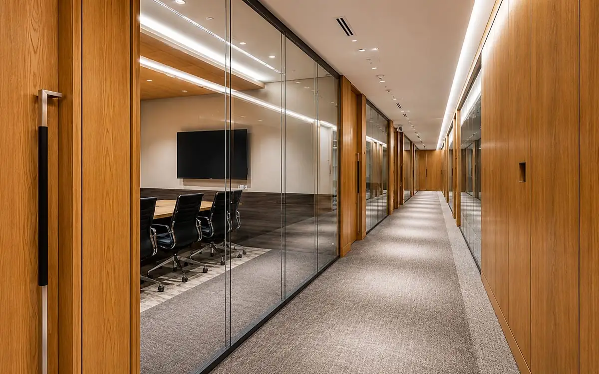 glass demountable wall system in a hong kong education office project