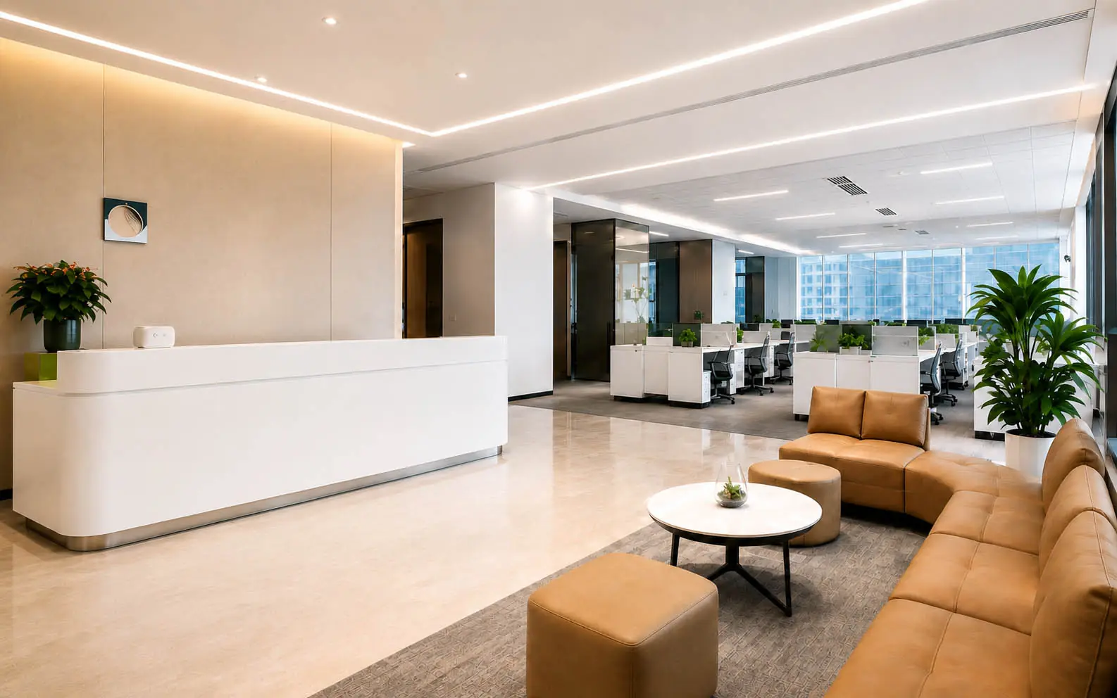 huamai medical workplace project reception and office interior