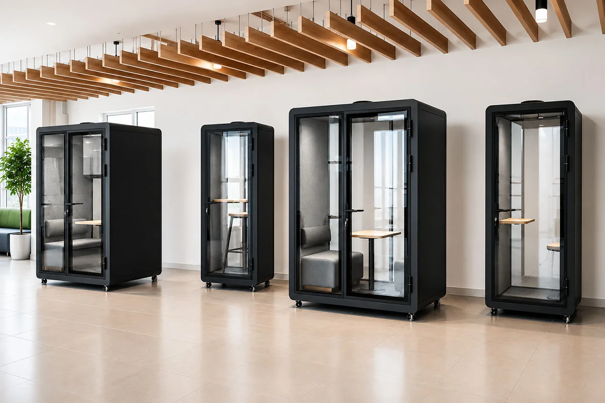 office phone booths installed for an education campus project in the uae