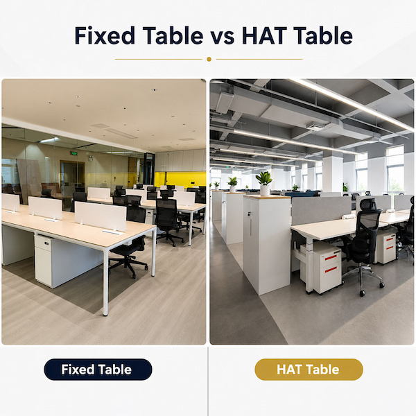 fixed table and height adjustable table comparison for mixed workstation configuration review