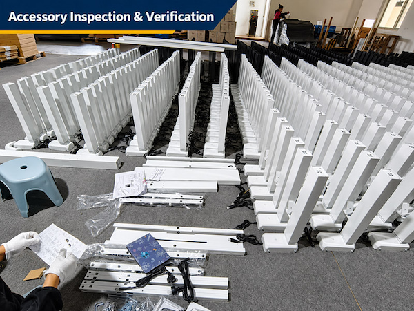 selected mige workstation accessories being checked before packing