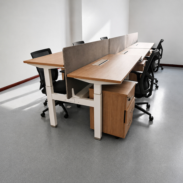 white two stage mige box frame workstation integrated with a 640 mm pedestal 2