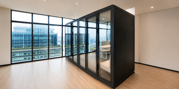 black meeting pod project in commercial office
