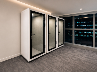 white office phone booths for multi-floor office project