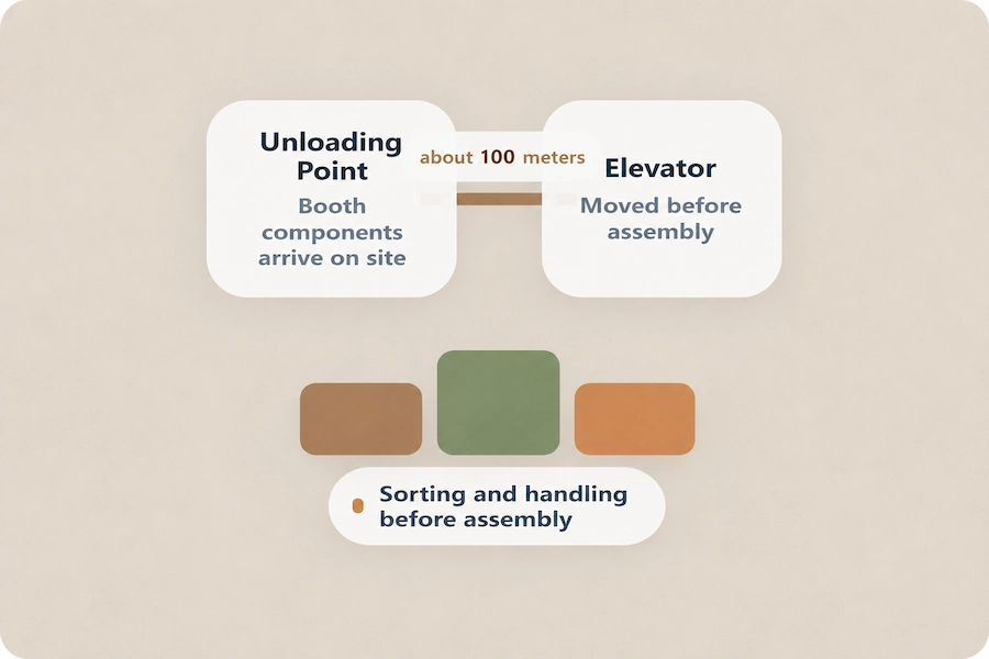 office pod panels ceiling parts and base sections packed separately by part type for site-side handling