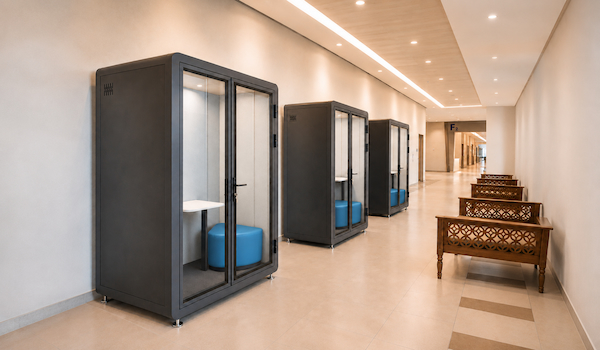 single user office booths for campus corridor communication