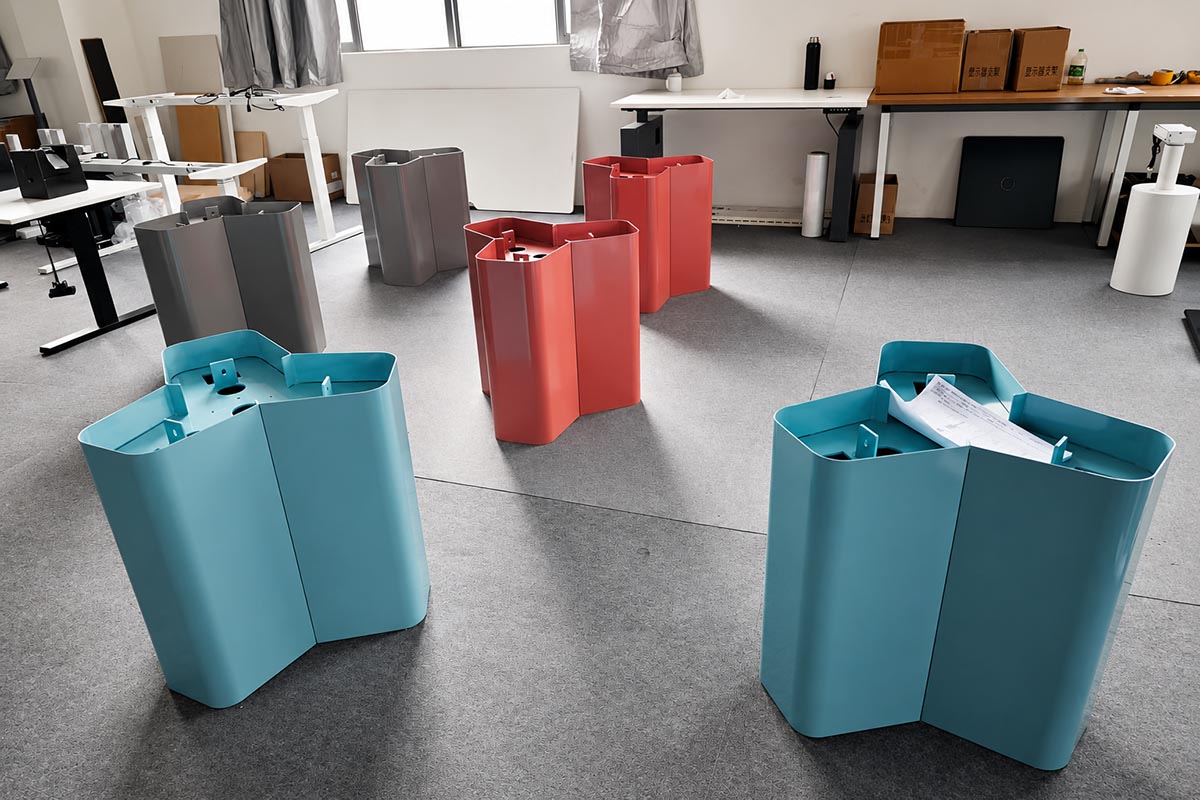 custom office furniture components in different colors and configurations