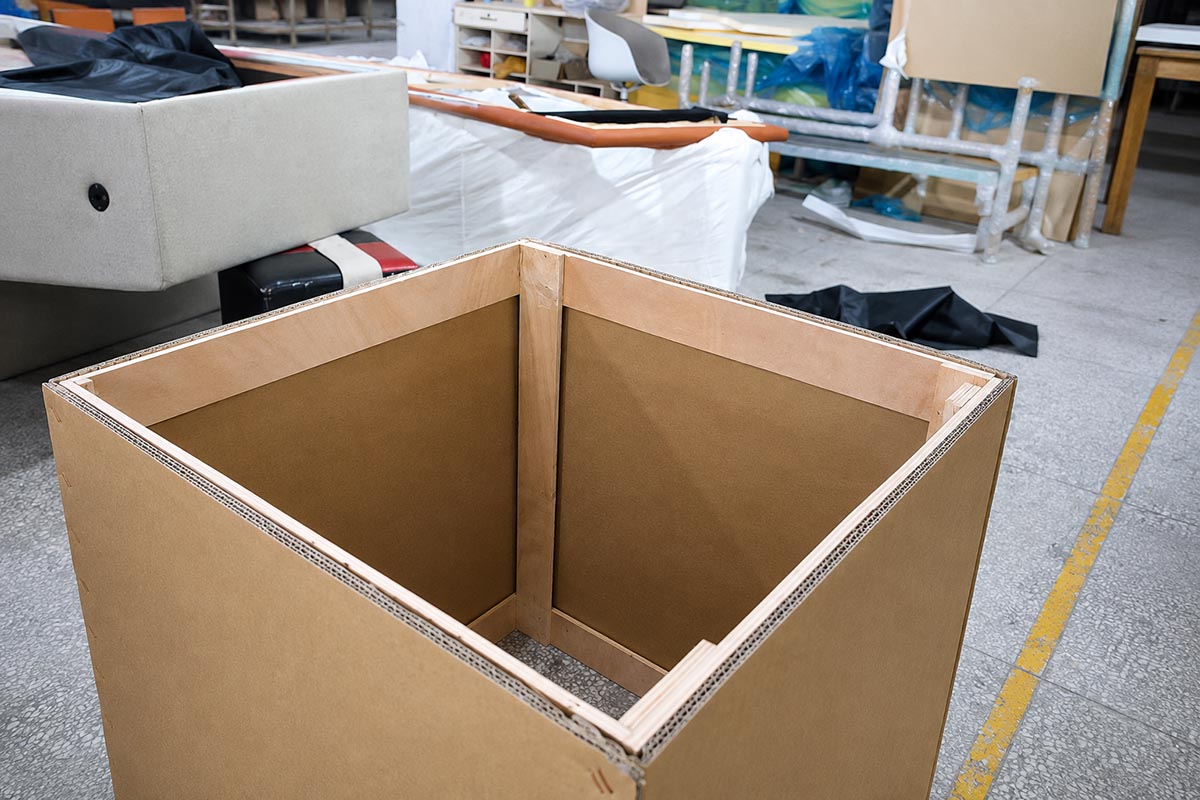 custom protective packaging for an office furniture product