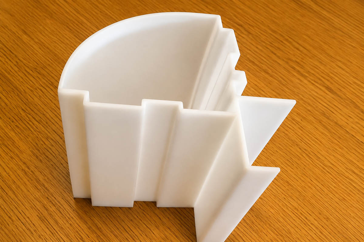 white office furniture component prototype during product development