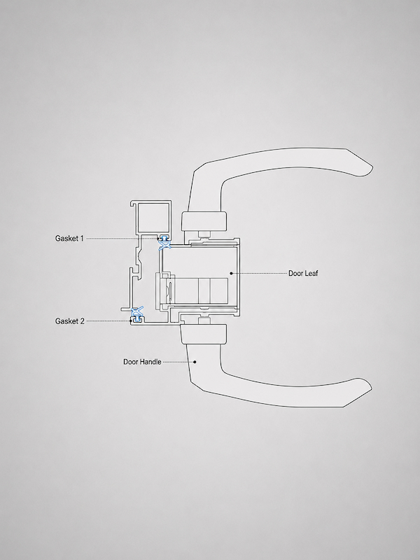 continuous gasket path diagram with two gasket lines around the door frame