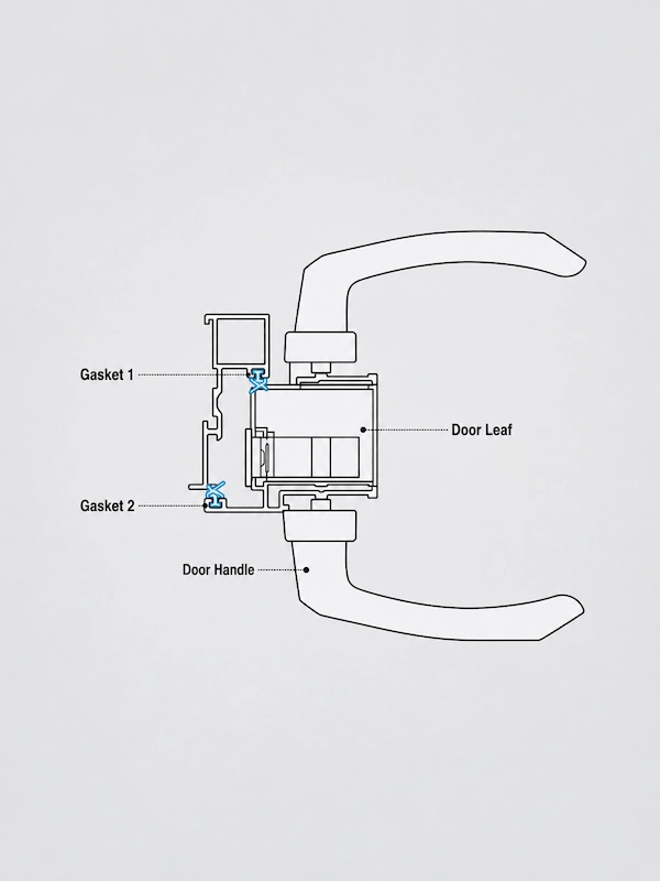 continuous gasket path diagram with two gasket lines around the door frame