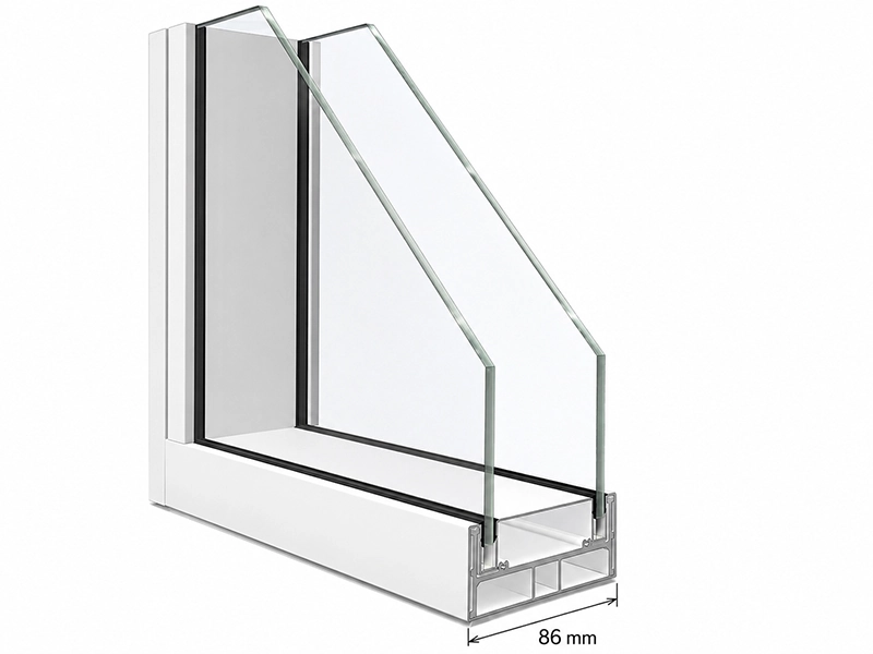 SG-86 framed double-glass demountable wall profile section