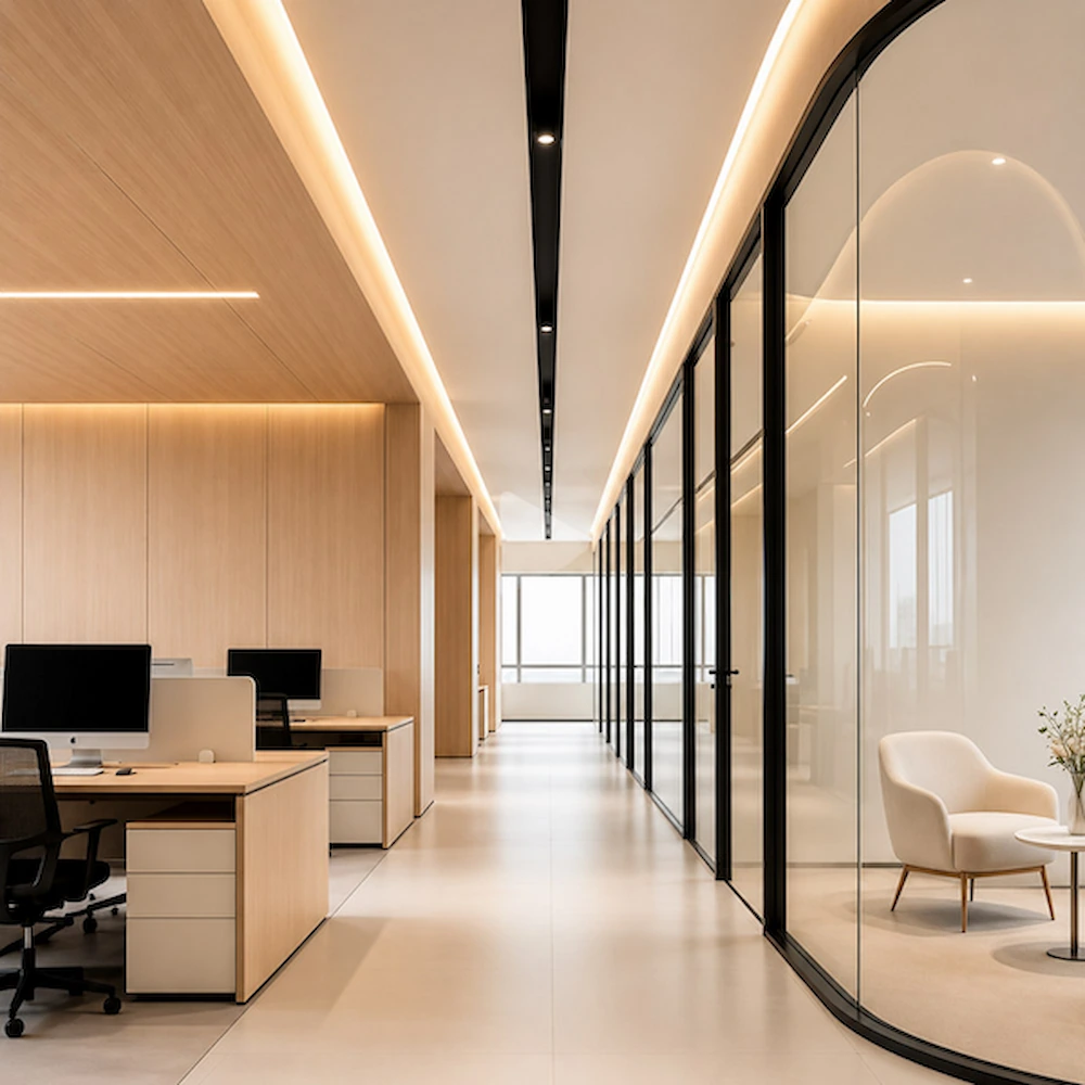 modern office demountable glass partition wall used for assembly scope review