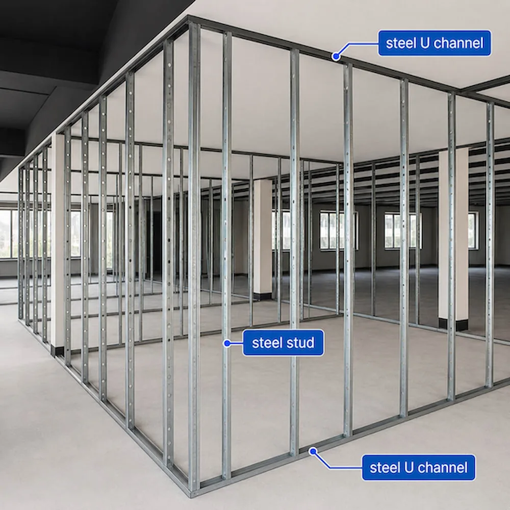 steel stud and steel u channel frame components for demountable wall assembly review