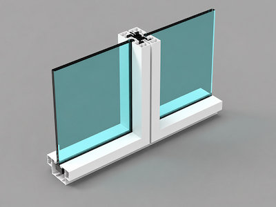 center single glass module route shown in section detail