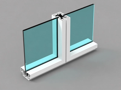 center single glass module route shown in section detail