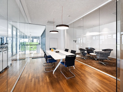 slim profile full height glass partition used as an initial sg 40 review direction