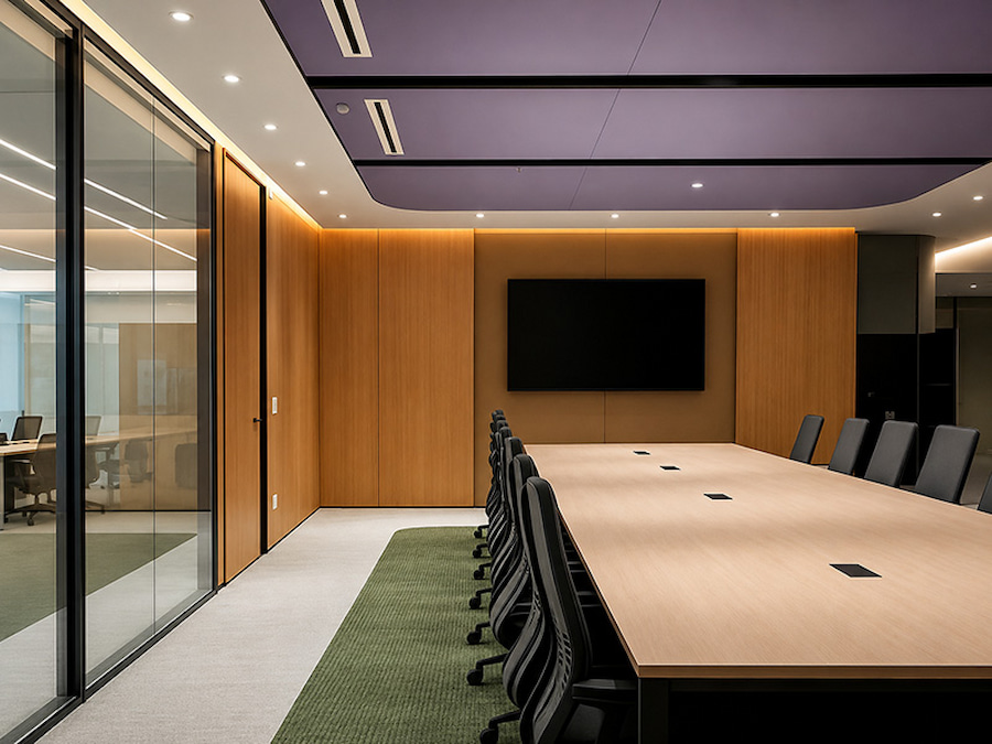completed demountable wall installation for office and meeting space partitioning