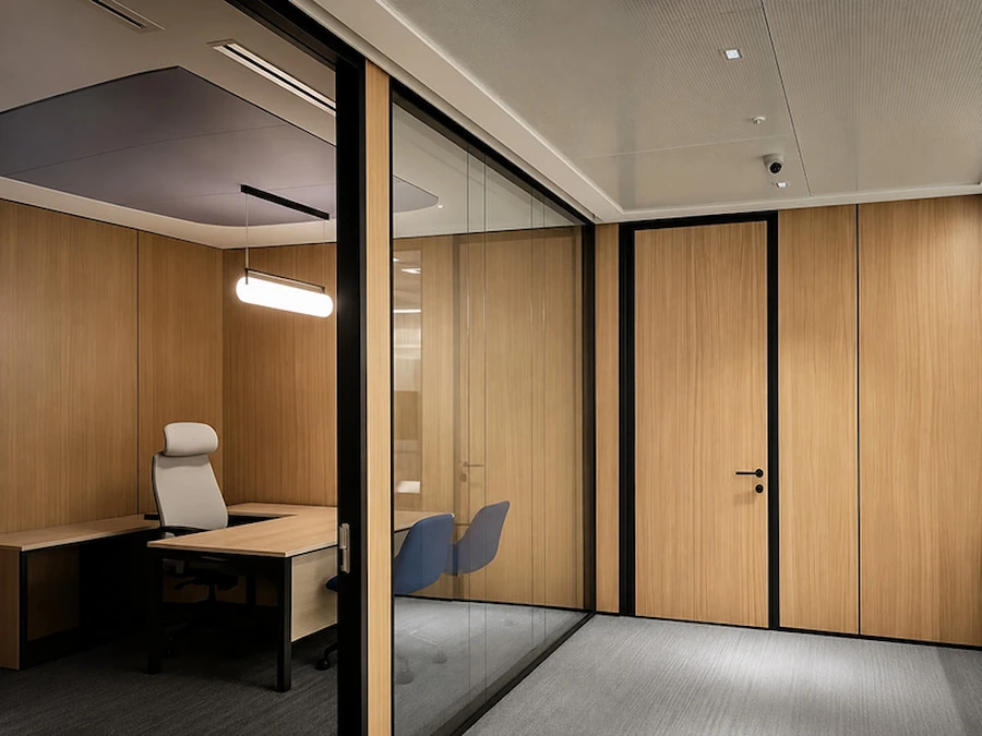 completed demountable wall project in a commercial interior space