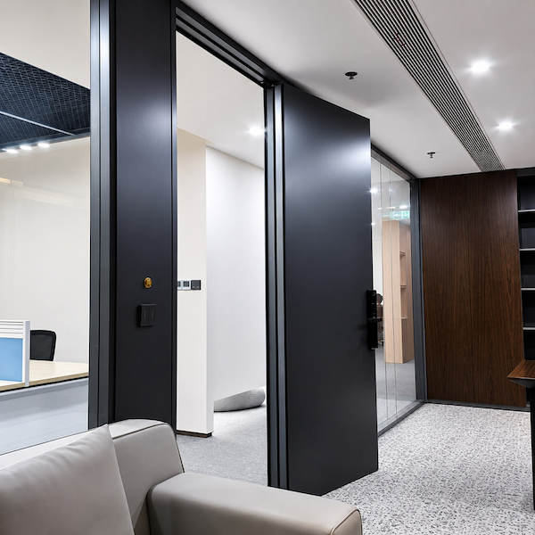 installed office partition with door ceiling floor and side interfaces showing why laboratory ratings may differ from room results