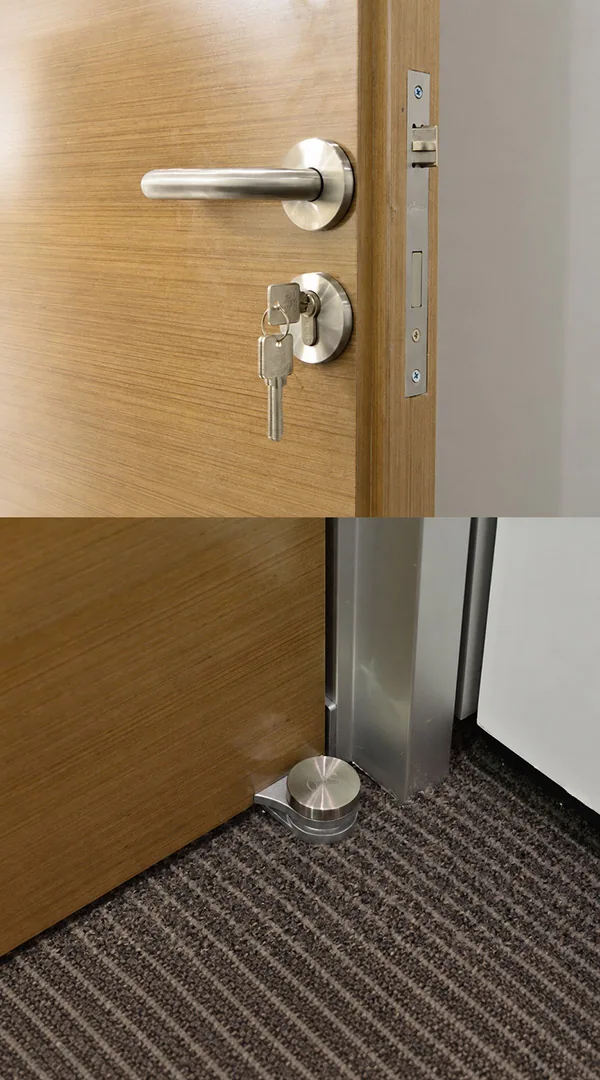 office partition door hardware and bottom sealing detail
