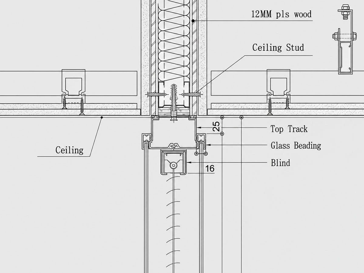 sg-100 top and bottom tracks connection detail