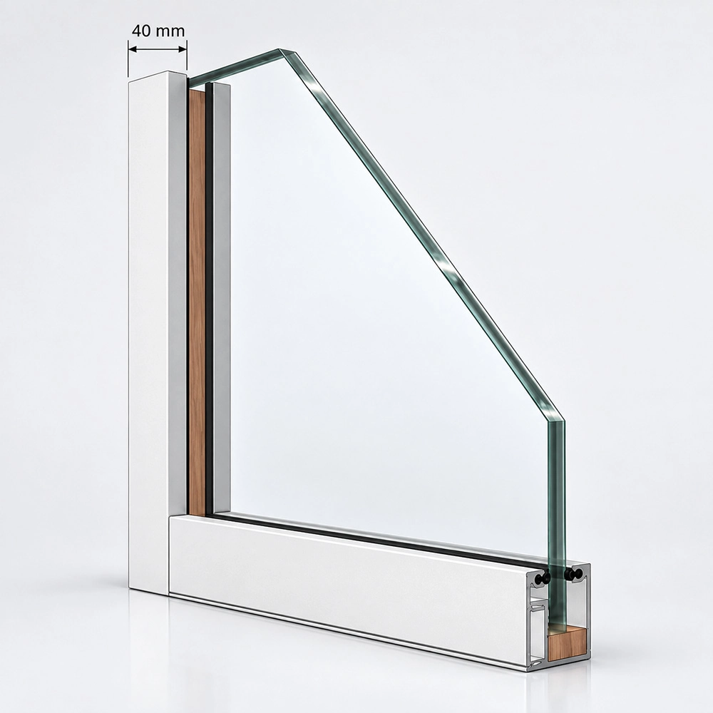 sg-40 40 mm slim single glass partition system profile