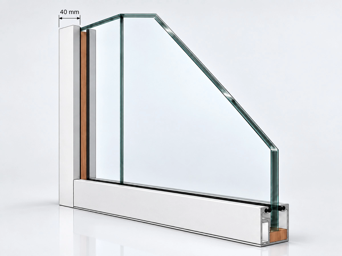 sg-40 straight glass wall connection detail