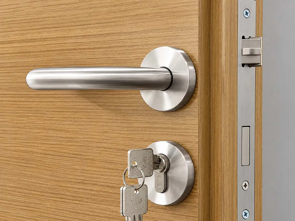 SG-40 53 mm veneered office partition door with lever handle and lock