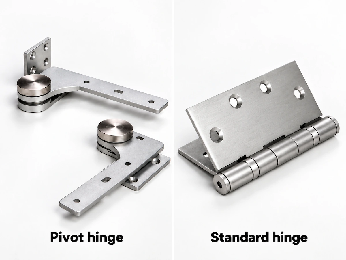 SG-40 pivot hinge and standard hinge options for partition doors