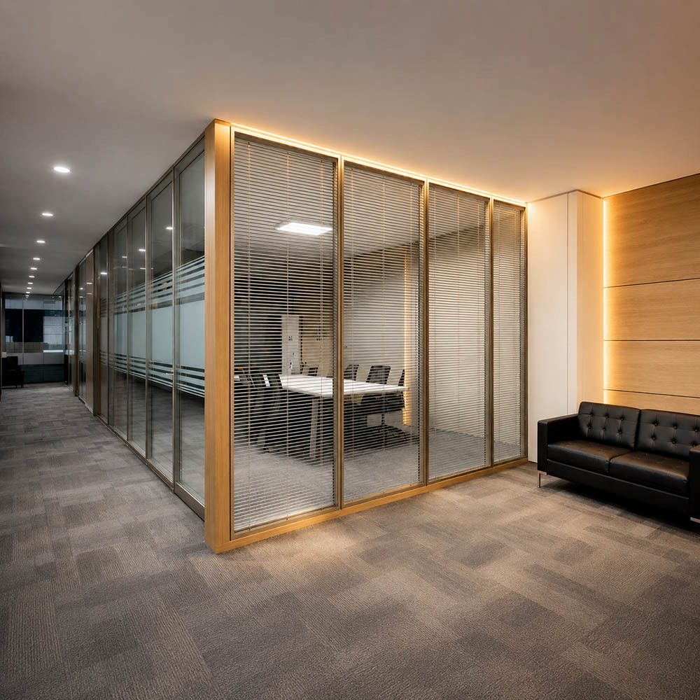 sg 86 86mm demountable wall system with glass and wooden partition configurations