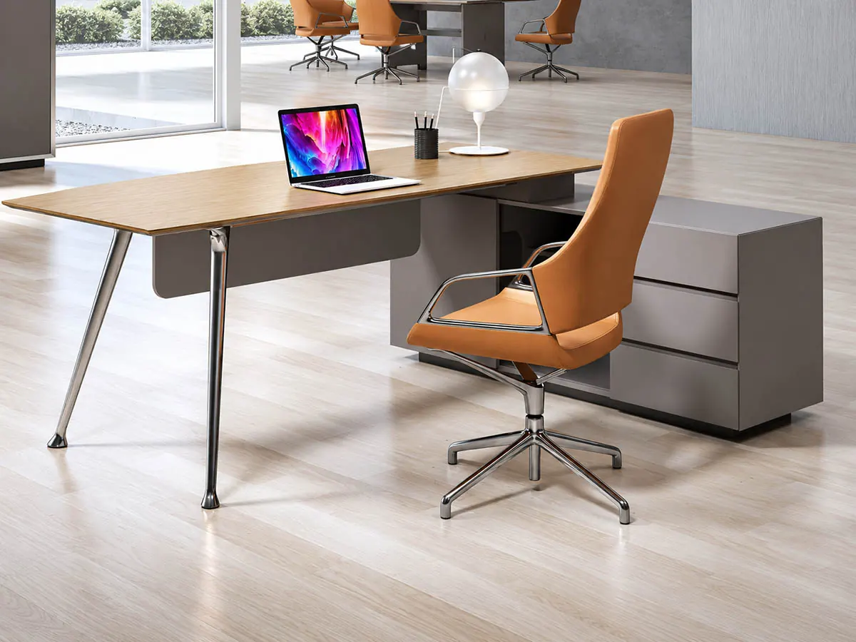 die-cast table base used for an executive office desk
