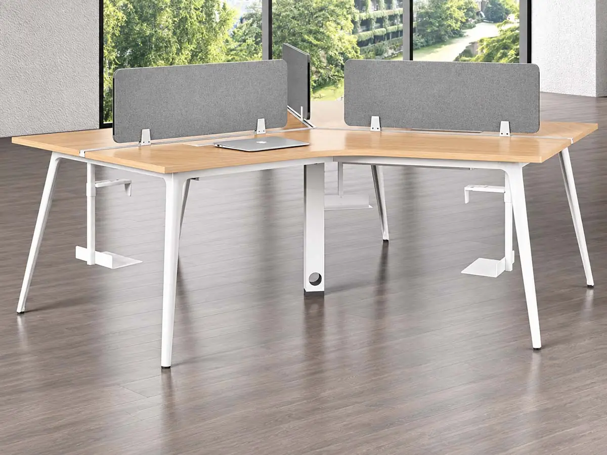 die-cast table base used in a 120 degree workstation configuration