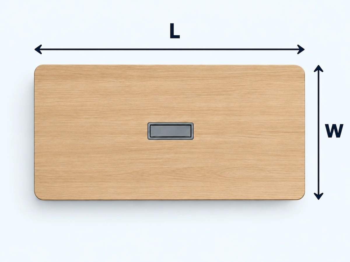 tabletop length and width dimensions for table base configuration