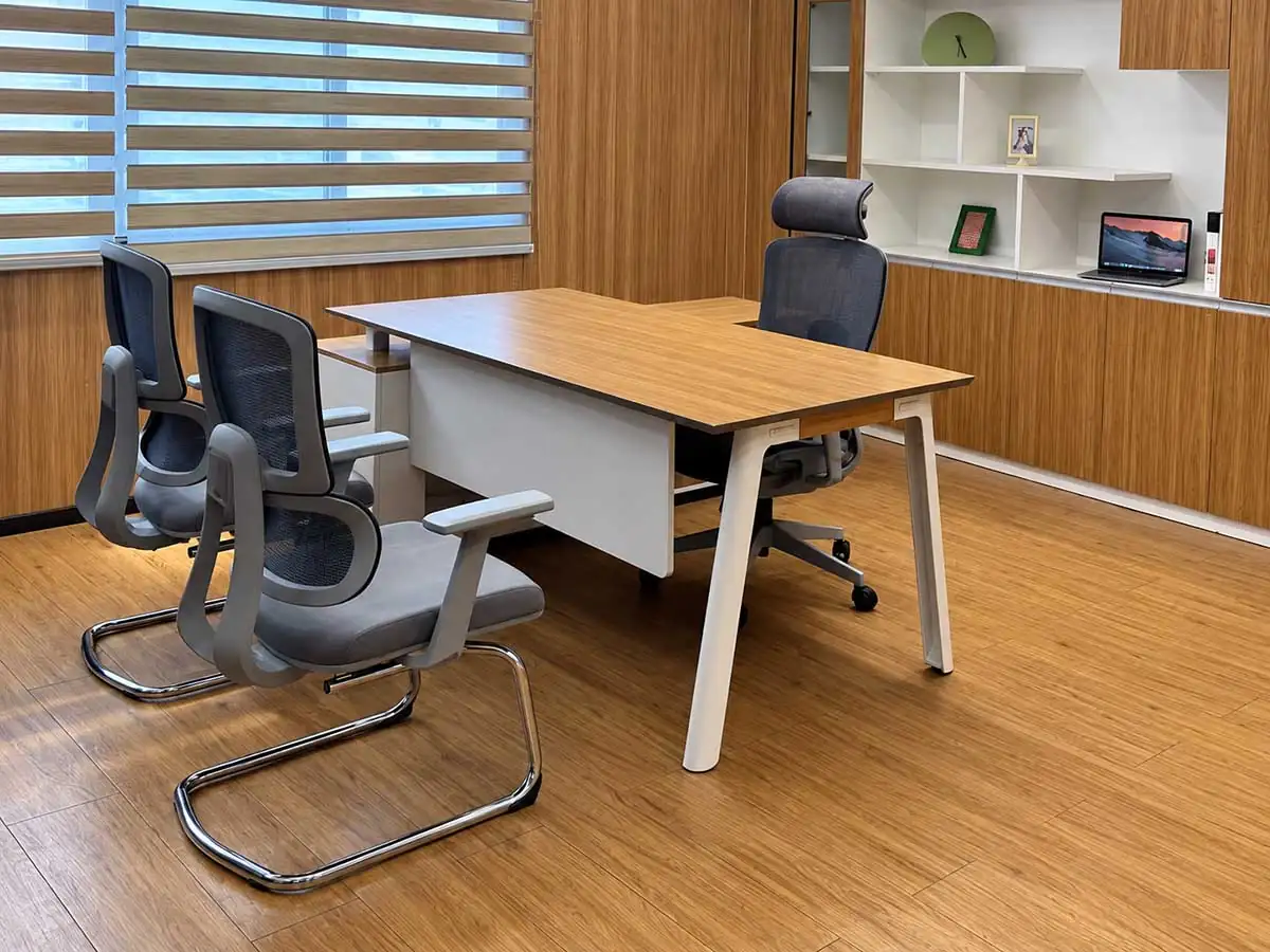 individual office desk in a private workspace