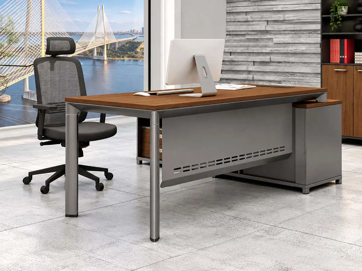 aluminium desk frame with aluminium legs and beam construction