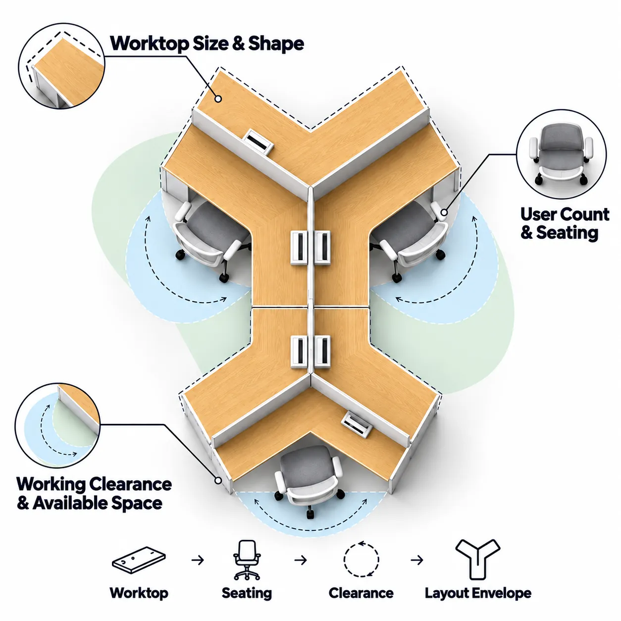L-Shaped 120 Degree Workstations