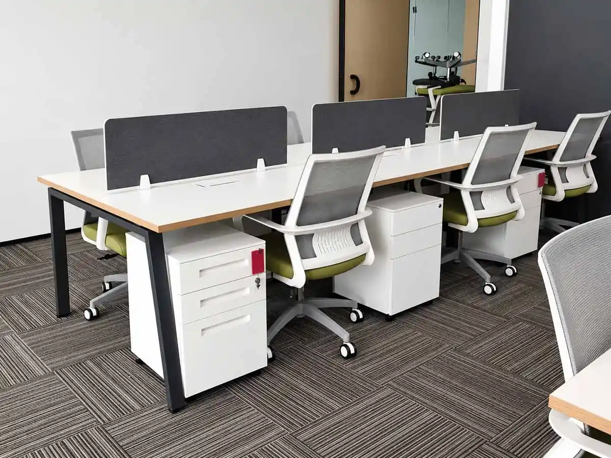 rectangular steel tube frame used for linear workstations