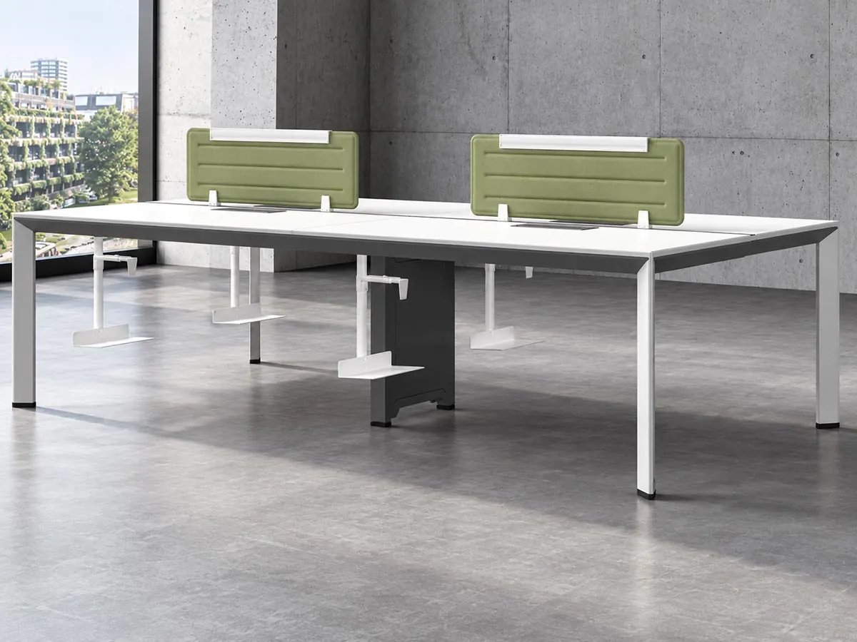 6063 aluminium frame with die cast connectors used for linear workstations