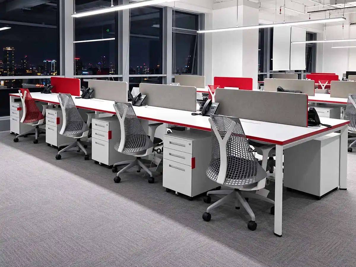 profiled steel tube frame used for linear workstations