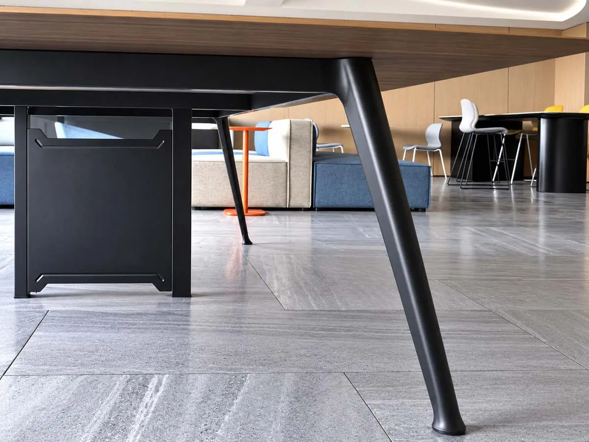 leg and frame arrangement beneath a meeting table