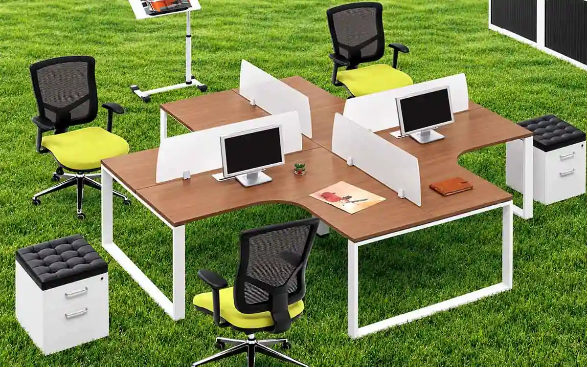 d360 l shaped desk and workstation configuration