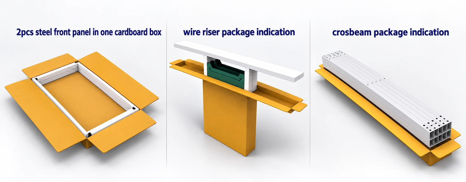 d360 desk frame components packed separately for transport and on site assembly