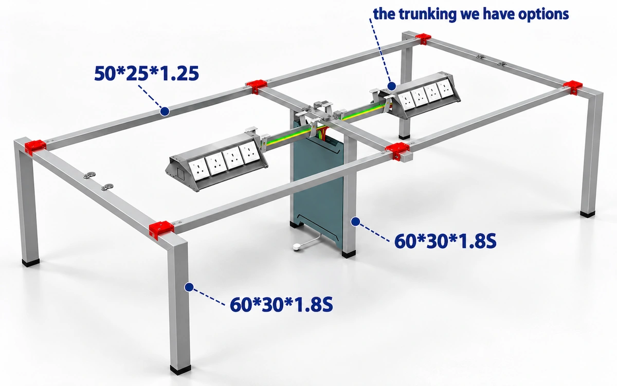 d360 meeting table frame configuration with steel cross beams and legs