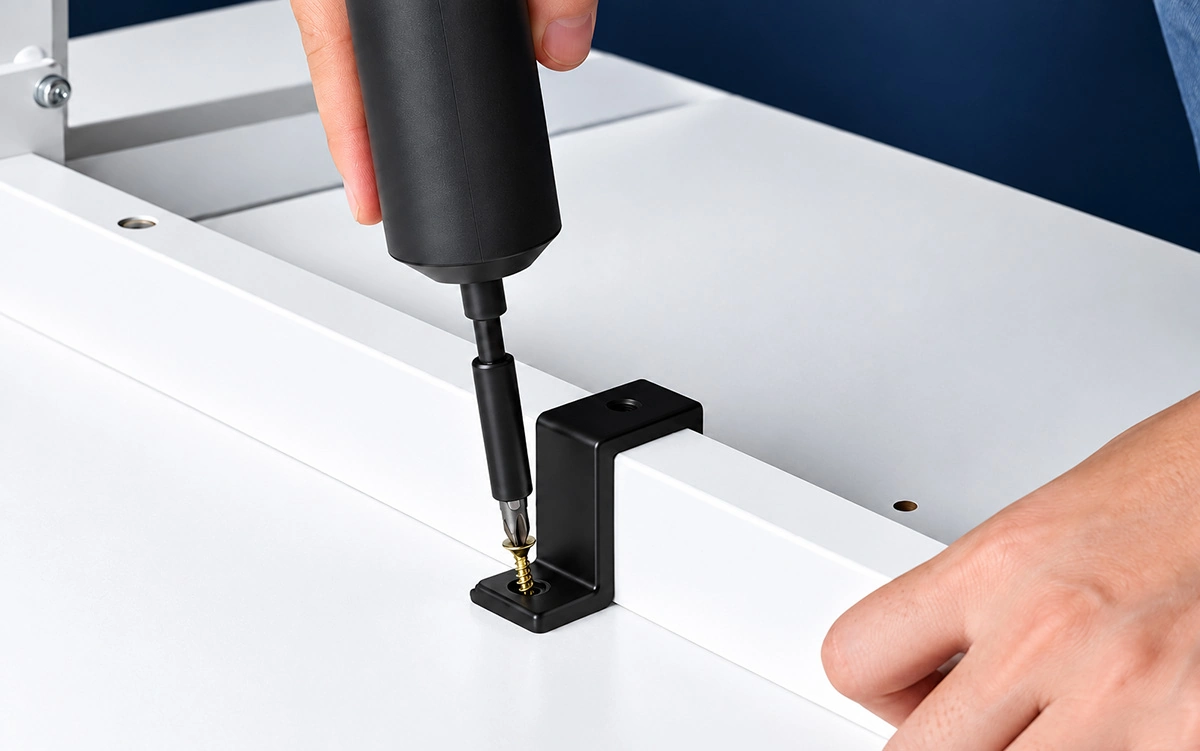 d557 tabletop mounting position being fixed to the desk frame