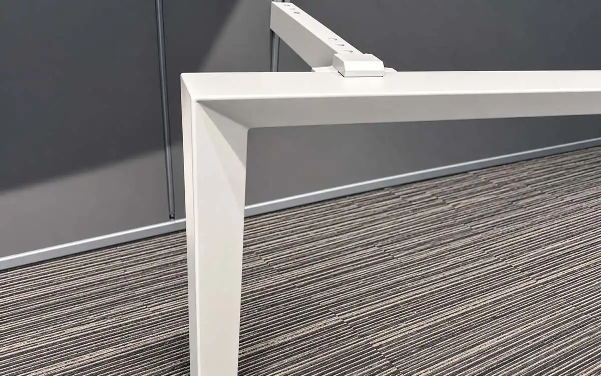 d557 steel desk frame showing the main frame components and profiled leg structure