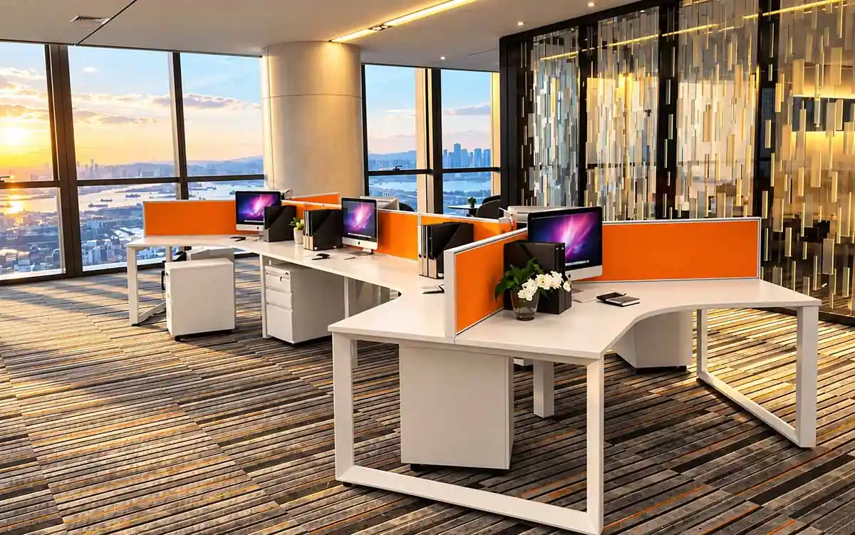 d557 120 degree multi user office workstation