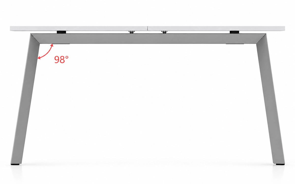 d557 profiled slant steel desk frame leg angled at 98 degrees to the upper beam