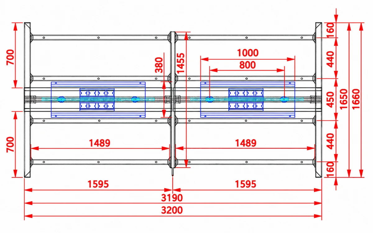 d557 dimension drawings showing overall workstation frame dimensions