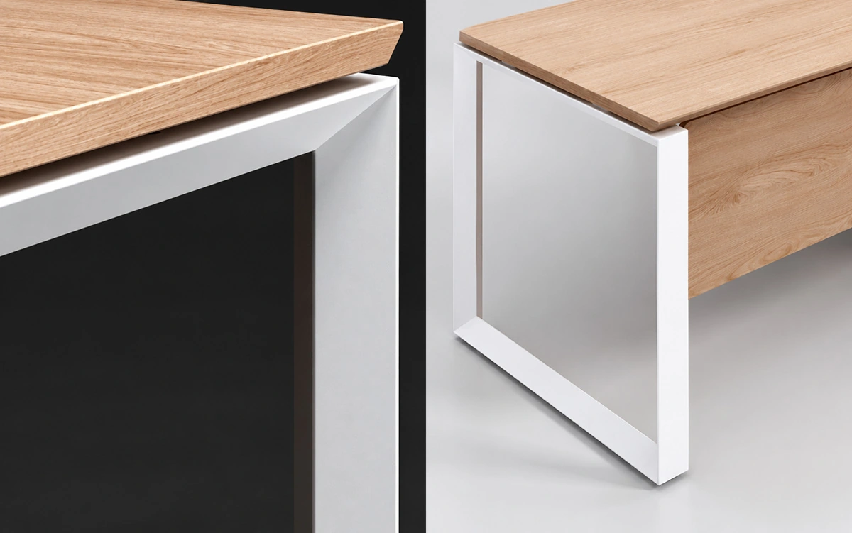 d557 loop profiled steel desk frame leg with continuous closed frame